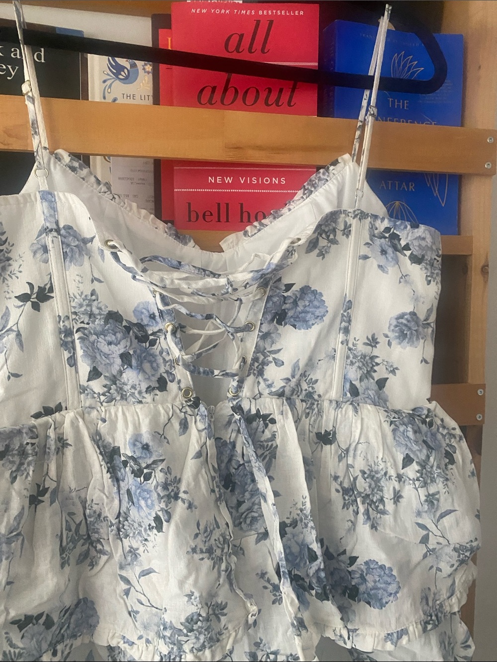 House of Harlow 1960 White and Blue Floral Tiered Maxi Dress - Picture 8 of 9